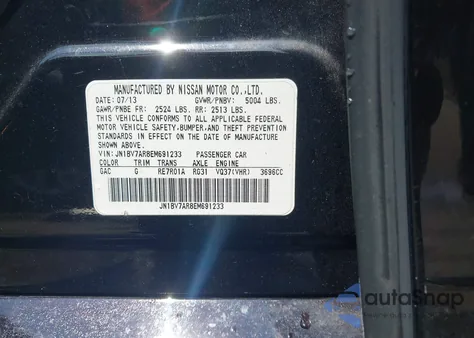 2014 Infiniti Q50 Sport z USA, uszkodzony, nr VIN JN1BV7AR8EM691233